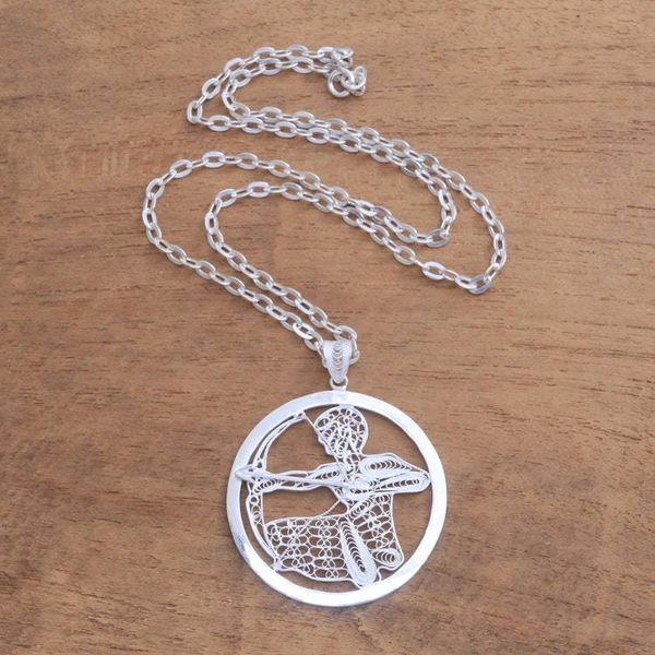Alternate image for Sterling Silver Filigree Sagittarius Necklace from Java Elegant Sagittarius