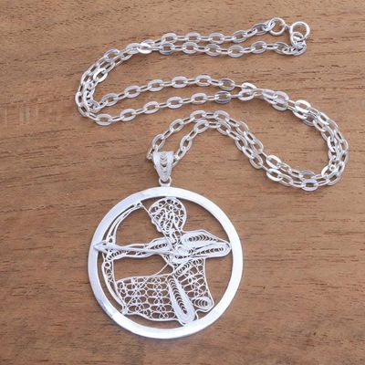Alternate image for Sterling Silver Filigree Sagittarius Necklace from Java Elegant Sagittarius