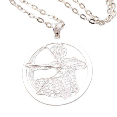 Alternate image for Sterling Silver Filigree Sagittarius Necklace from Java Elegant Sagittarius