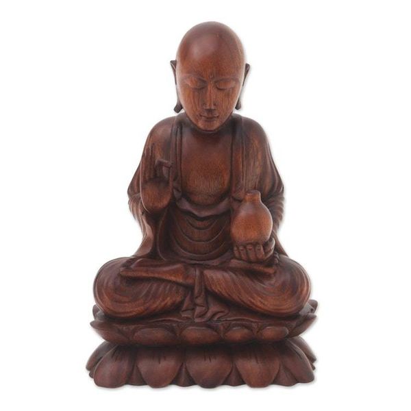 Alternate image for Hand Crafted Balinese Suar Wood Buddha Meditation Statuette Vitarka Buddha