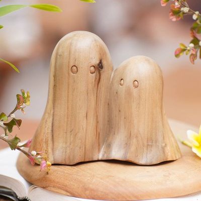 Primary image for Hand-Carved Halloween-Themed Hibiscus Wood Ghost Sculpture Halloween Family