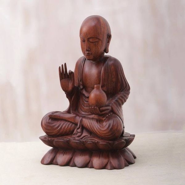Alternate image for Hand Crafted Balinese Suar Wood Buddha Meditation Statuette Vitarka Buddha