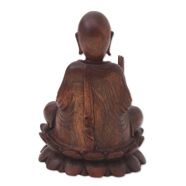 Alternate image for Hand Crafted Balinese Suar Wood Buddha Meditation Statuette Vitarka Buddha