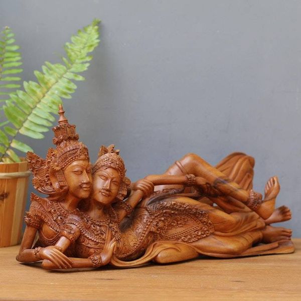 Alternate image for Hand-Carved Rama and Sita Sculpture from Bali Rama and Sita Reclining