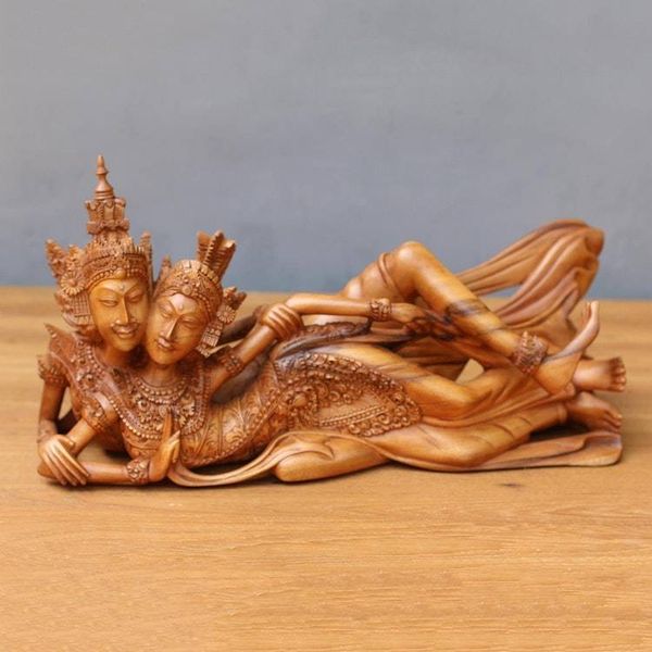 Alternate image for Hand-Carved Rama and Sita Sculpture from Bali Rama and Sita Reclining