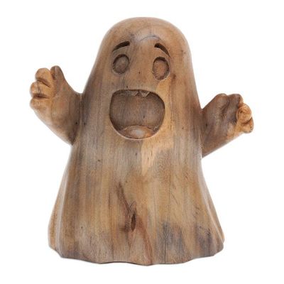 Alternate image for Hand-Carved Hibiscus Wood Ghost Sculpture from Bali Friendly Ghost