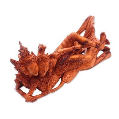 Alternate image for Hand-Carved Rama and Sita Sculpture from Bali Rama and Sita Reclining