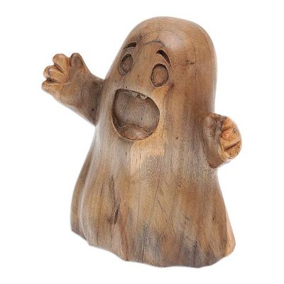 Alternate image for Hand-Carved Hibiscus Wood Ghost Sculpture from Bali Friendly Ghost
