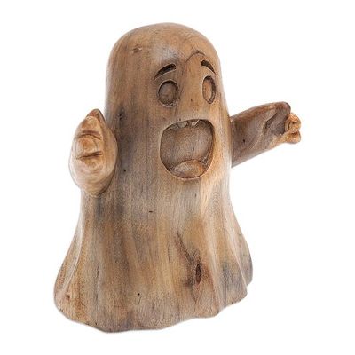 Alternate image for Hand-Carved Hibiscus Wood Ghost Sculpture from Bali Friendly Ghost