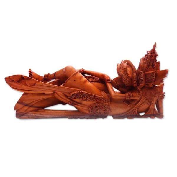 Alternate image for Hand-Carved Rama and Sita Sculpture from Bali Rama and Sita Reclining