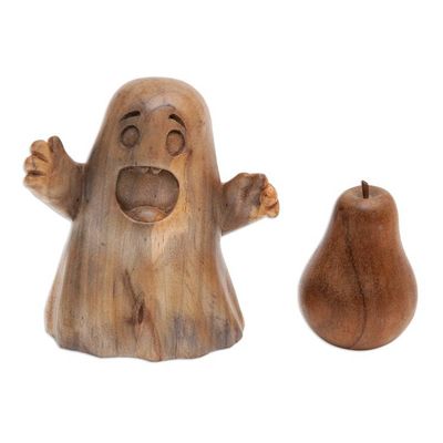 Alternate image for Hand-Carved Hibiscus Wood Ghost Sculpture from Bali Friendly Ghost