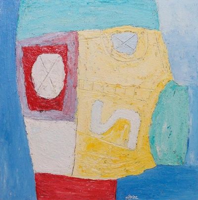Alternate image for Original Signed Abstract Painting in Primary Colors Anticipation
