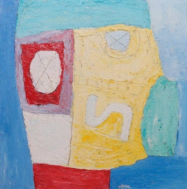 Alternate image for Original Signed Abstract Painting in Primary Colors Anticipation