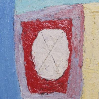 Alternate image for Original Signed Abstract Painting in Primary Colors Anticipation
