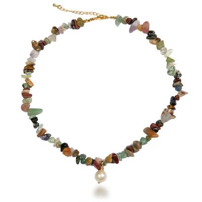 Alternate image for Gold-Accented Agate Cultured Pearl Beaded Pendant Necklace Coral Beauty