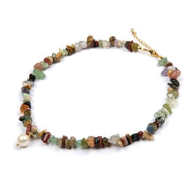 Alternate image for Gold-Accented Agate Cultured Pearl Beaded Pendant Necklace Coral Beauty