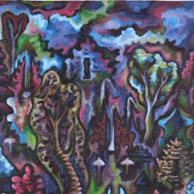 Alternate image for World Peace Project Signed Unstretched Painting Khayangan Tiga Temple