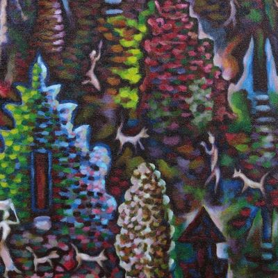 Alternate image for World Peace Project Signed Unstretched Painting Khayangan Tiga Temple