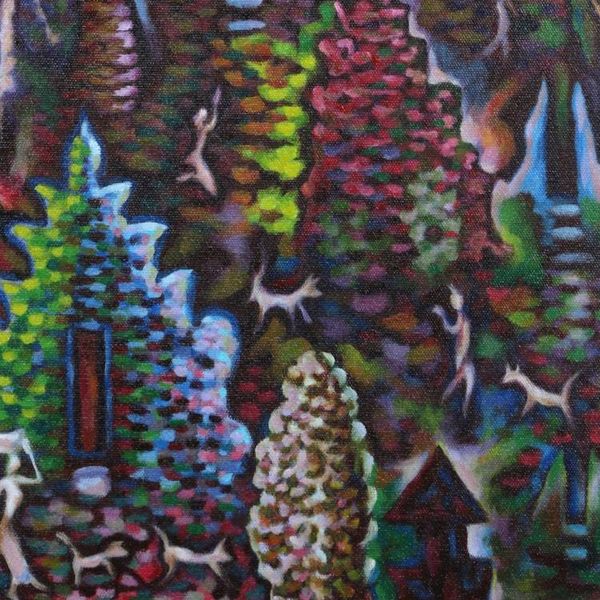 Alternate image for World Peace Project Signed Unstretched Painting Khayangan Tiga Temple