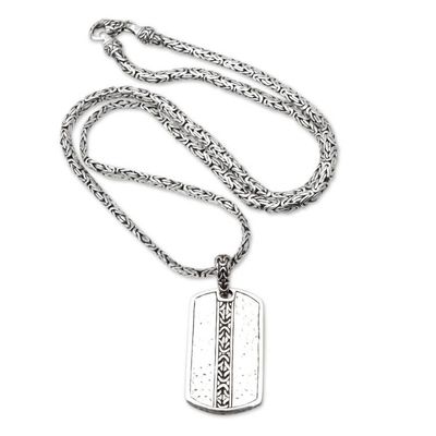 Alternate image for Mens Sterling Silver Necklace with Geometric Pendant Future Man