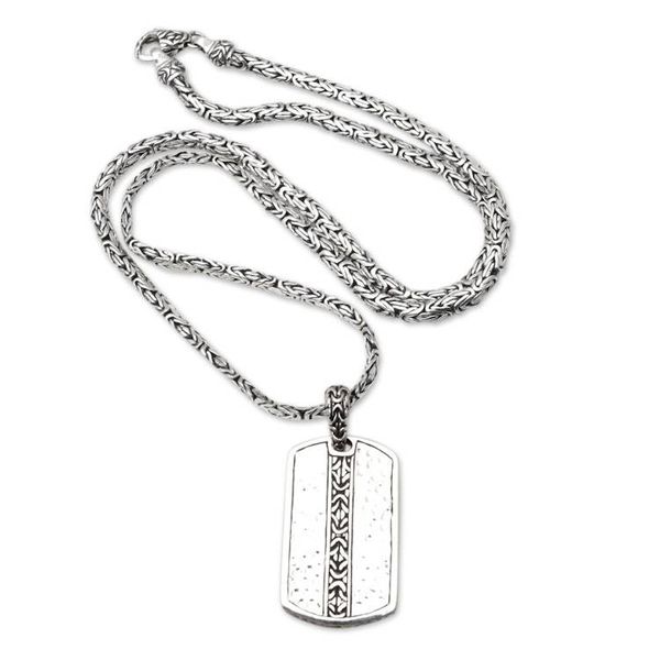 Alternate image for Mens Sterling Silver Necklace with Geometric Pendant Future Man