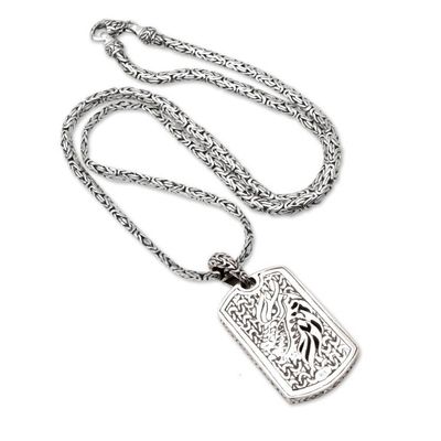 Alternate image for Mens Sterling Silver Necklace with Geometric Pendant Future Man