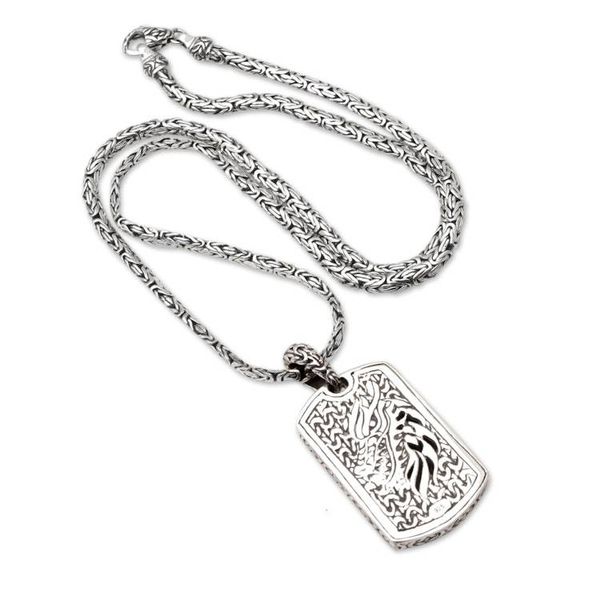Alternate image for Mens Sterling Silver Necklace with Geometric Pendant Future Man