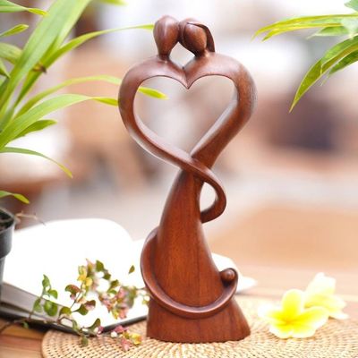 Primary image for Romantic Semi-Abstract Heart-Shaped Suar Wood Sculpture One in Love