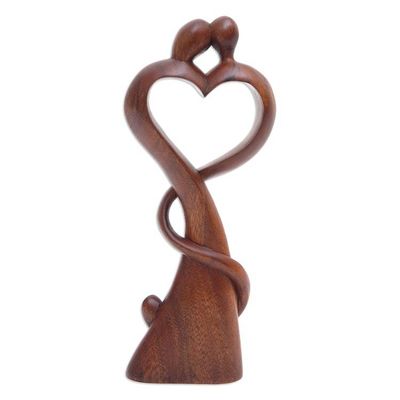 Alternate image for Romantic Semi-Abstract Heart-Shaped Suar Wood Sculpture One in Love