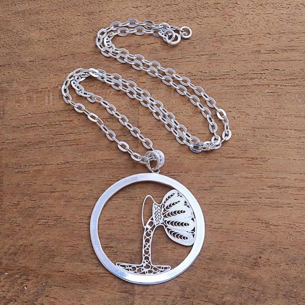 Alternate image for Sterling Silver Filigree Aquarius Necklace from Java Elegant Aquarius