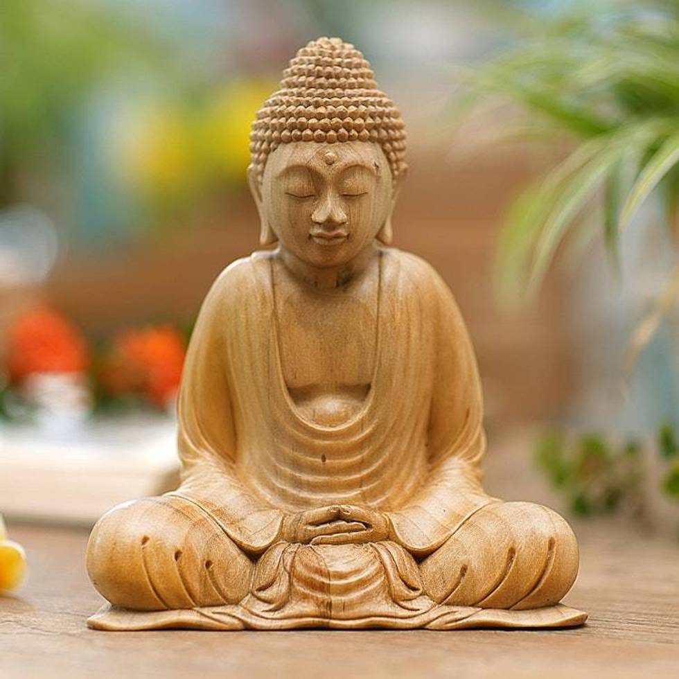 Hand Made Wood Sculpture from Indonesia 'Buddha's Gesture'