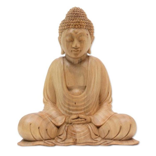 Alternate image for Hand Made Wood Sculpture from Indonesia Buddhas Gesture