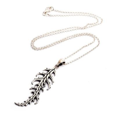 Alternate image for Forest-Themed Oxidized Spruce Tree Leaf Pendant Necklace Oxidized Spruce