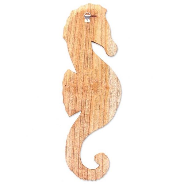 Alternate image for Natural Wood Seahorse Relief Panel Carving Natural Seahorse