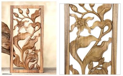 Primary image for Hand Carved Orchid Relief Wall Panel Bali Orchid