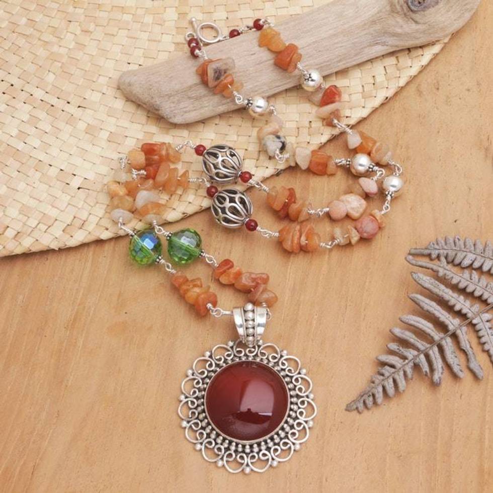 Carnelian pendant necklace 'Fiery Splendor'
