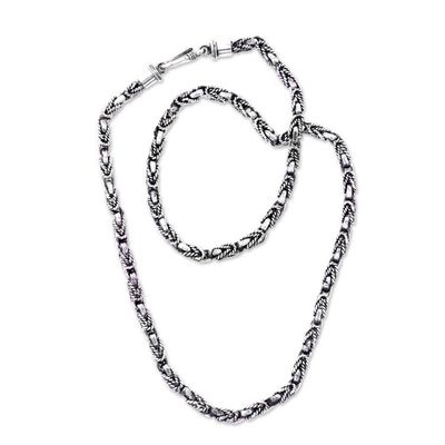 Alternate image for Handcrafted Sterling Silver Chain Necklace from Bali Black Python