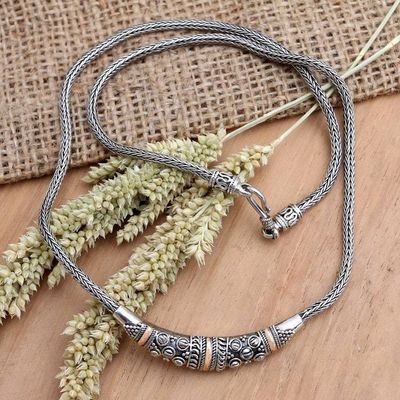 Primary image for Bali Sterling Silver Chain Necklace with 18k Gold Accents Denpasar Raindrops