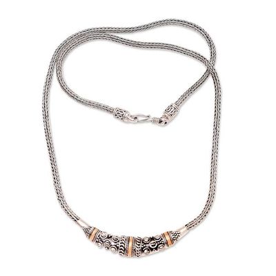 Alternate image for Bali Sterling Silver Chain Necklace with 18k Gold Accents Denpasar Raindrops
