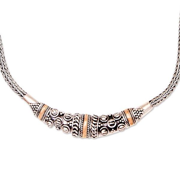 Alternate image for Bali Sterling Silver Chain Necklace with 18k Gold Accents Denpasar Raindrops