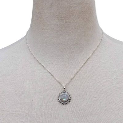 Alternate image for Sun-Themed Natural Rainbow Moonstone Pendant Necklace Sunday Moon