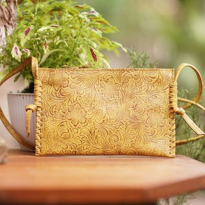 Primary image for Yellow Leather Sling Bag from Bali Subtle Signs in Yellow