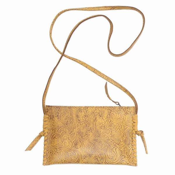 Alternate image for Yellow Leather Sling Bag from Bali Subtle Signs in Yellow