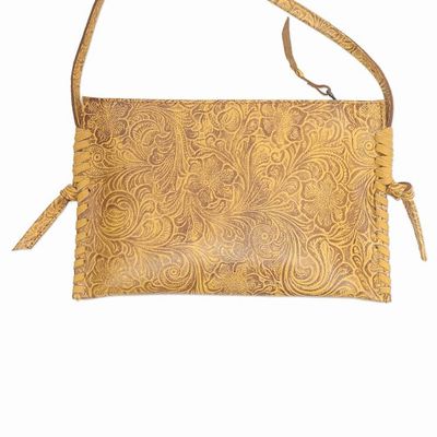 Alternate image for Yellow Leather Sling Bag from Bali Subtle Signs in Yellow