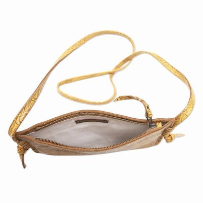 Alternate image for Yellow Leather Sling Bag from Bali Subtle Signs in Yellow