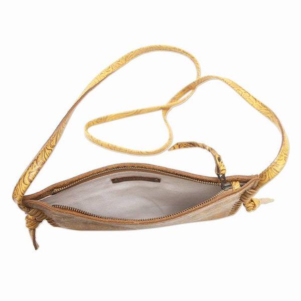 Alternate image for Yellow Leather Sling Bag from Bali Subtle Signs in Yellow