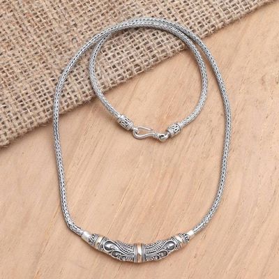Primary image for Hand Made Sterling Silver and Gold Accent Necklace Swirling Sea