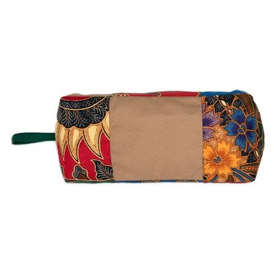 Alternate image for Handcrafted Cotton Batik Pencil Case with Floral Motifs Blitar Charm