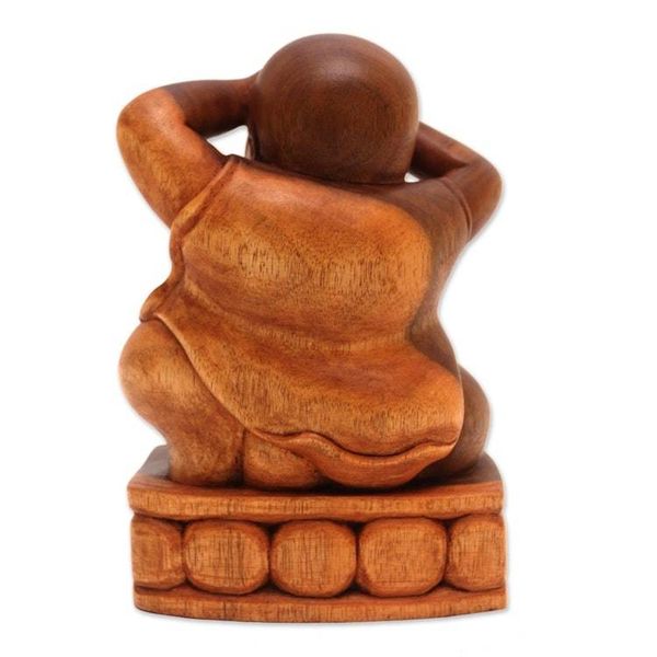 Alternate image for Artisan Made Suar Wood Buddha Sculpture See No Evil