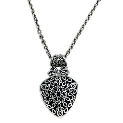 Alternate image for Balinese Handmade Leaf Motif Silver Necklace Leaf Medallion